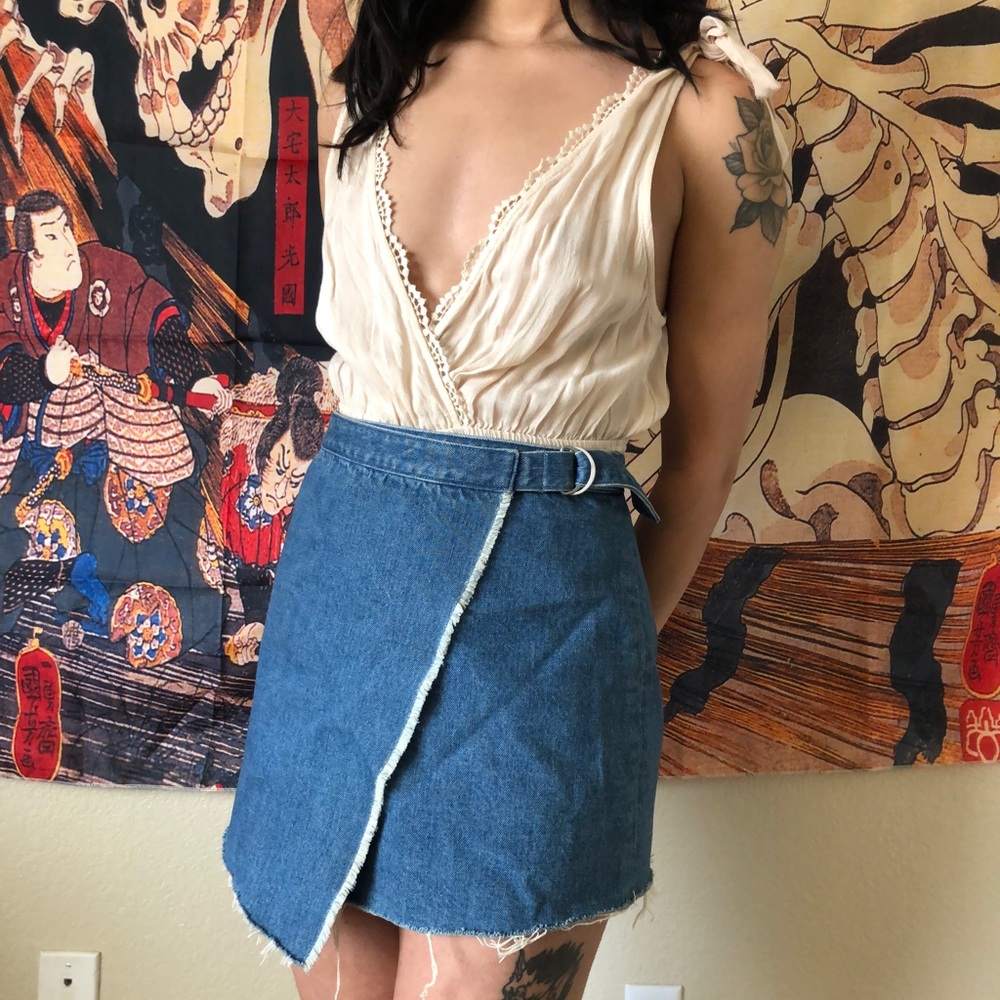 Asymmetric Denim Skirt